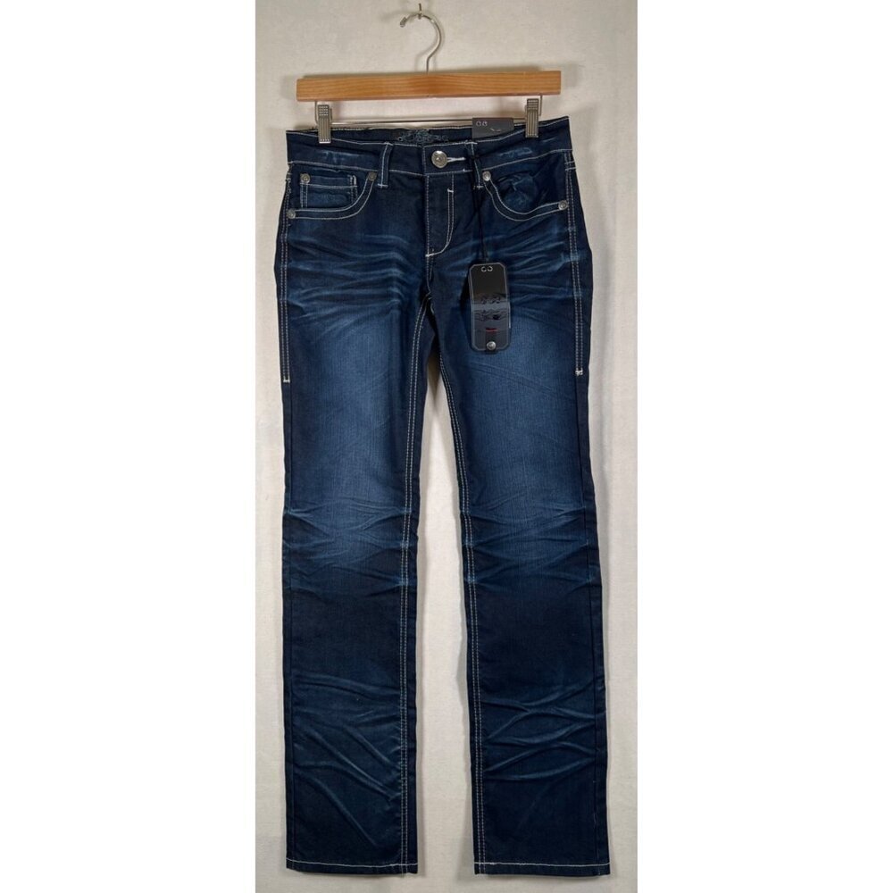 NWT Level 7 Womens Size 7 / 31 x 32 Indigo Denim Jean Straight Dark Vintage Wash